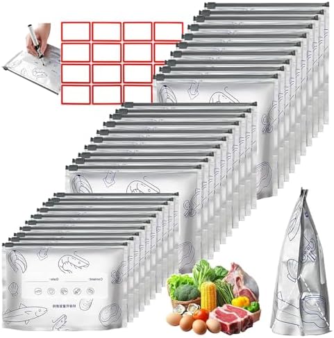 Reusable Aluminum Foil Sealable Storage Bags - Foil Sealable Bags for Food, Vegetables, Fruit, Meat, Snacks, Bread, Seafood Preservation