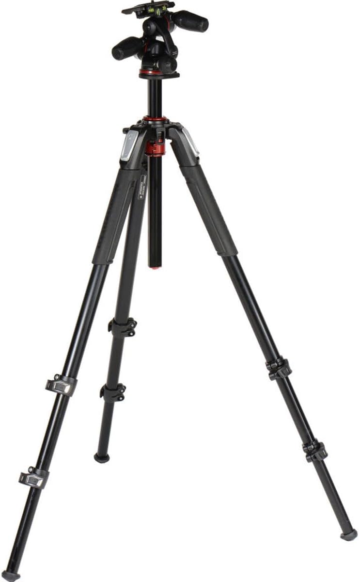 Manfrotto 055 Aluminum 3-Section Tripod with Horizontal Column (MT055XPRO3),Black