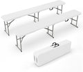 VINGLI 6 feet Folding Bench,Portable Outdoor Bench for Picnic Party Camping