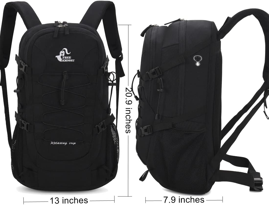 Bseash 40L Waterproof Hiking Backpack with Rain Cover, Outdoor Sport Travel Bag Daypack for Camping Climbing Skiing Cycling (Black)