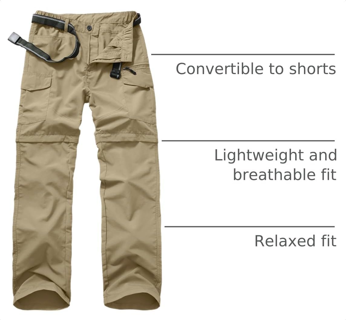 mixtiq Mens Hiking Convertible Pants Water-Resistant Quick Dry Pants