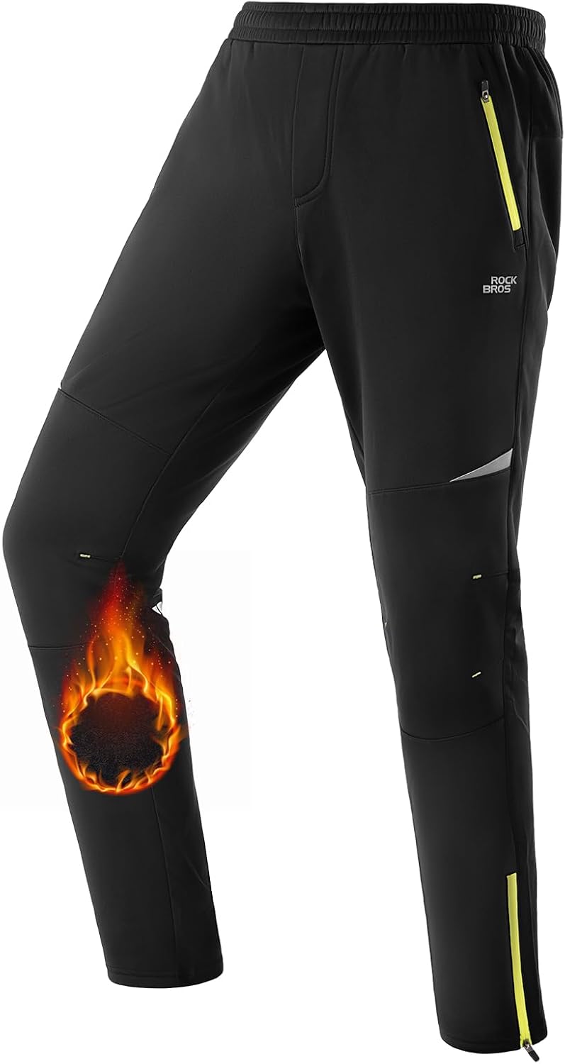 ROCKBROS Men's Thermal Cycling Pants, Fleece Lined Winter Bike Tights