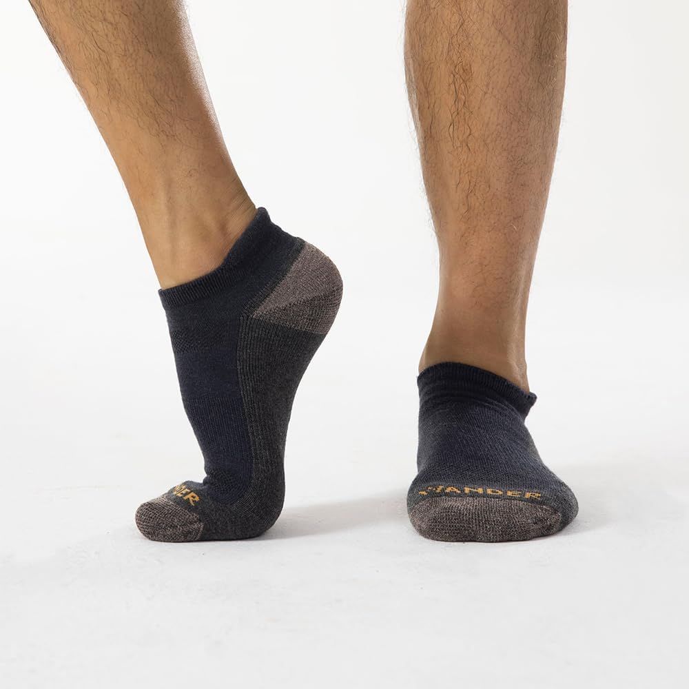WANDER Merino Wool Ankle Running Hiking Socks Lightweight No Show 3 Pairs