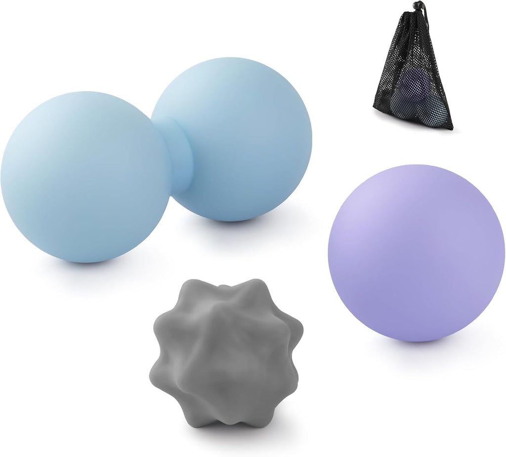 Silicone Massage Ball Set, Peanut, Lacrosse & Spiky Massage Balls