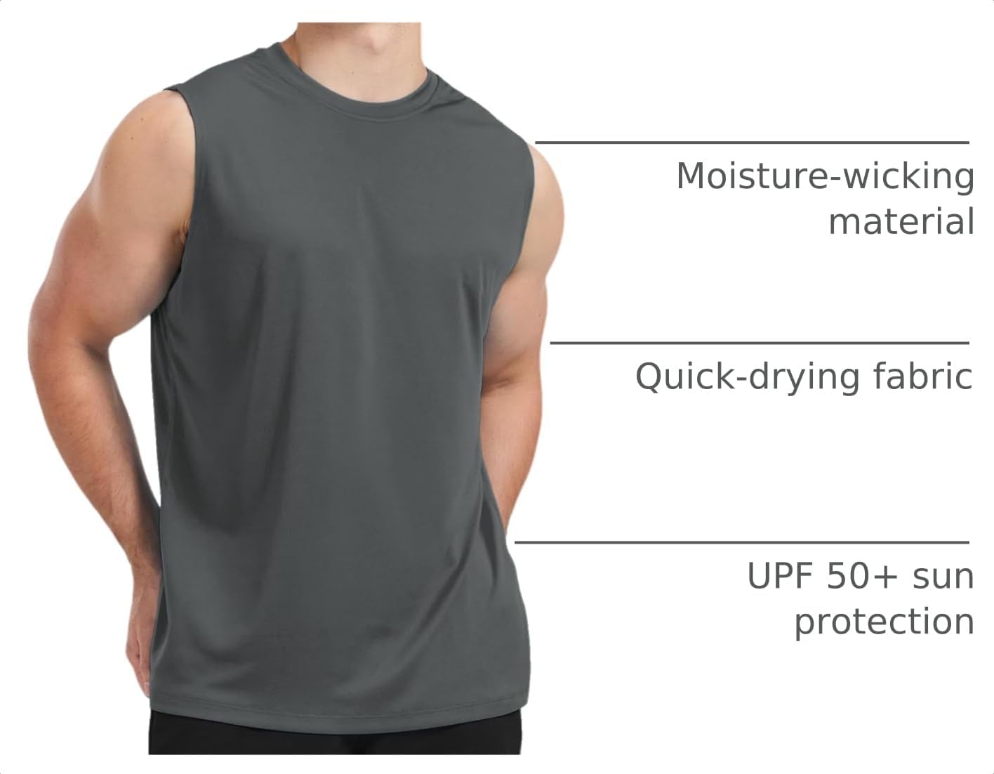 Men's Sleeveless UPF 50+ Swim Shirts Quick Dry UV Workout Tank Top