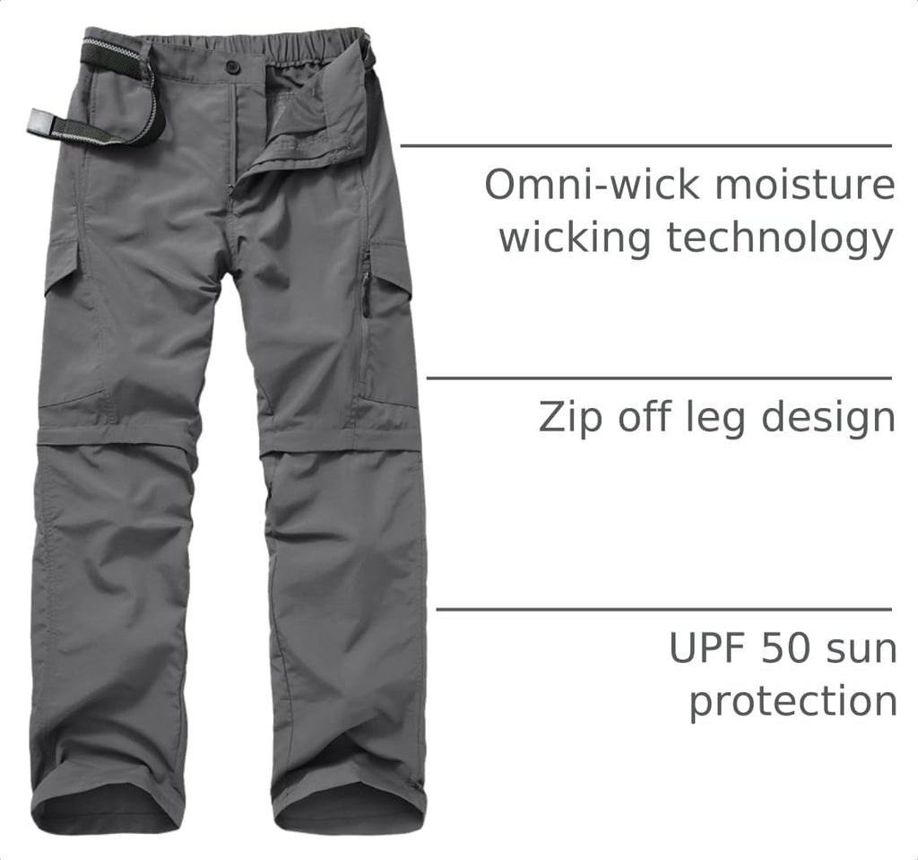 linlon Boy Scout Pants Hiking Mens Convertible Zip Off Safari Fishing