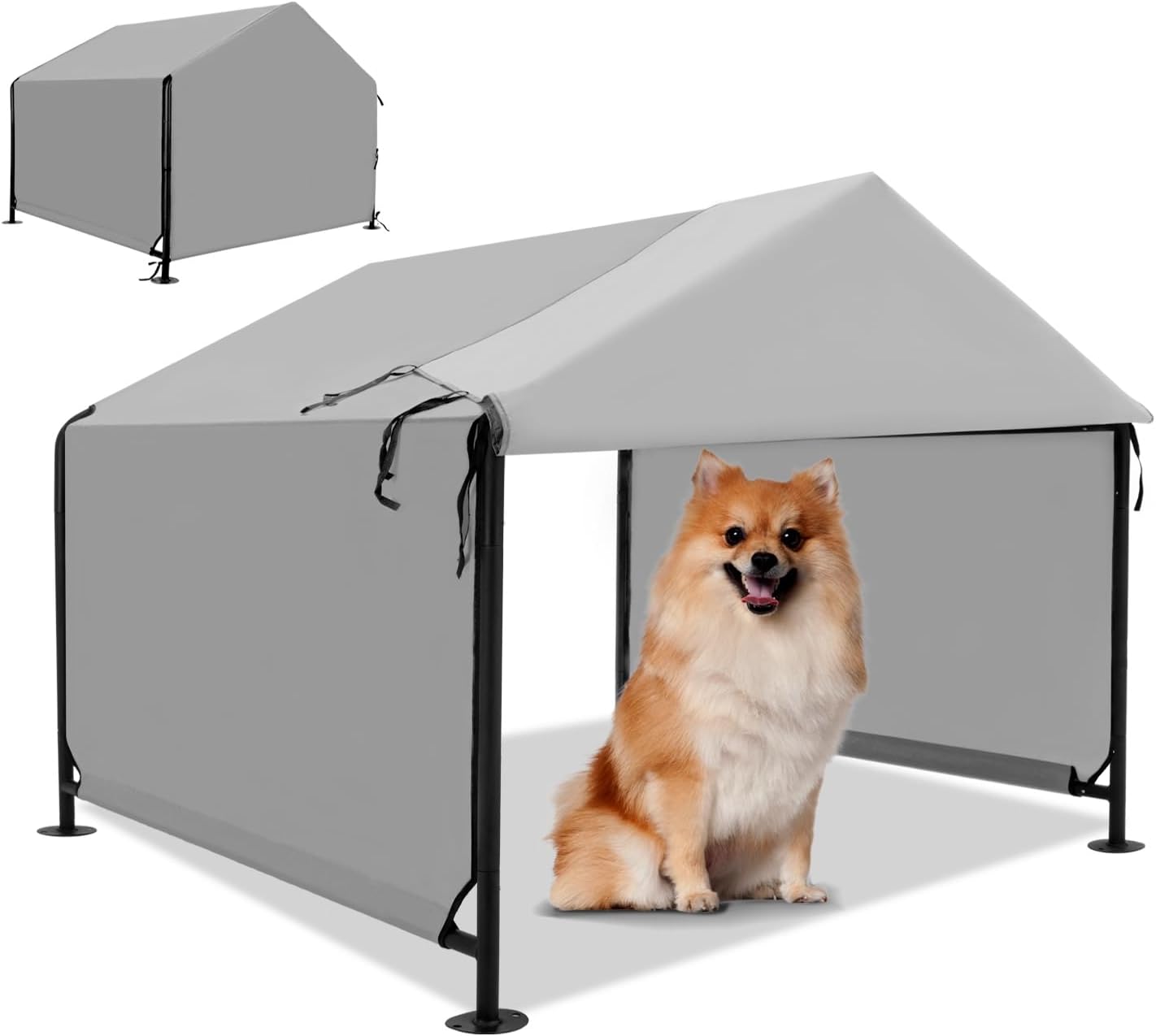 Outdoor Dog House for Small Dogs, Portable Pet Tent, Grey