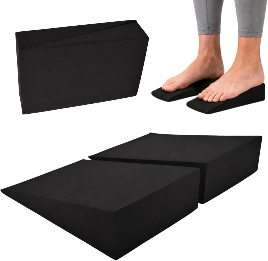 Foam Wedge Slant Board, 2 Pcs Update Squat Wedge Incline Block, 15 Degree Yoga Wedge for Squats Calf Stretching Ankle Exercise and Daily Workout