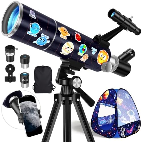 80mm Portable Telescope Kit for Adults & Kids with Pop-Up Tent