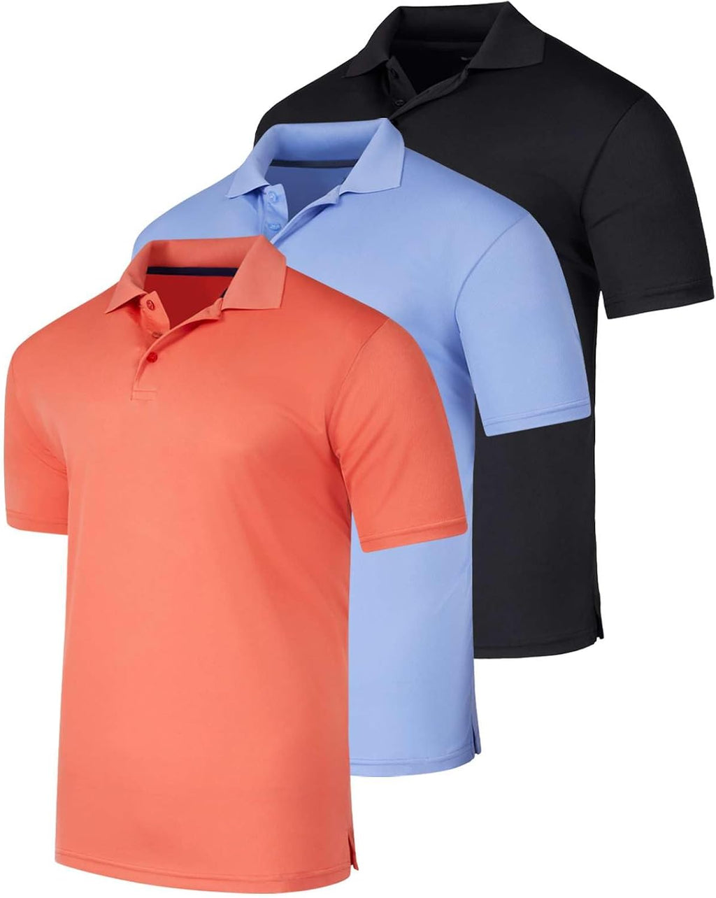 3 Pack Men's Short Sleeve Golf Polo Collared Athletic Tennis Shirt Casual