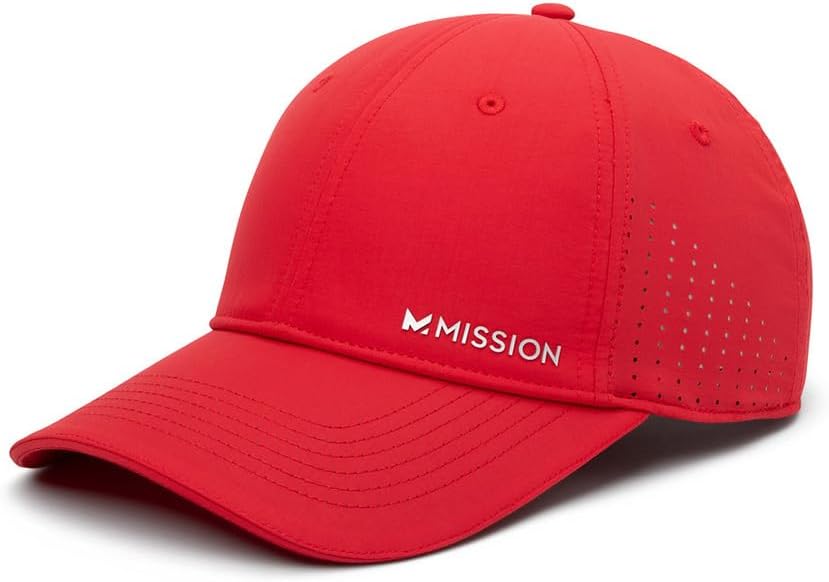 MISSION Cooling Vented Performance Hat Unisex Cap for Workouts, Golf & Running, Sweat & Water Activated Technology