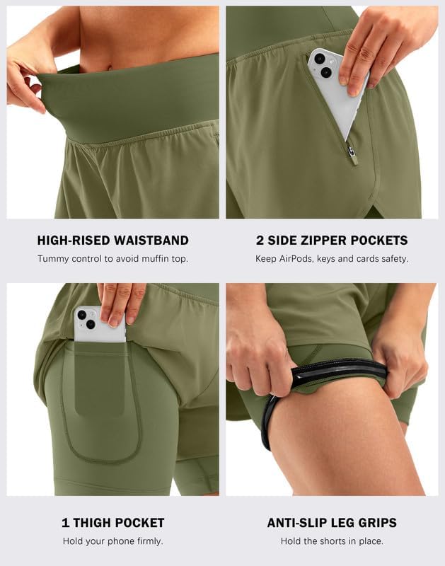 Bikewa Women's Mountain Bike Shorts 4D Padded Cycling Riding Biking Bicycle Biker Cycle Shorts for Women Zipper Pockets