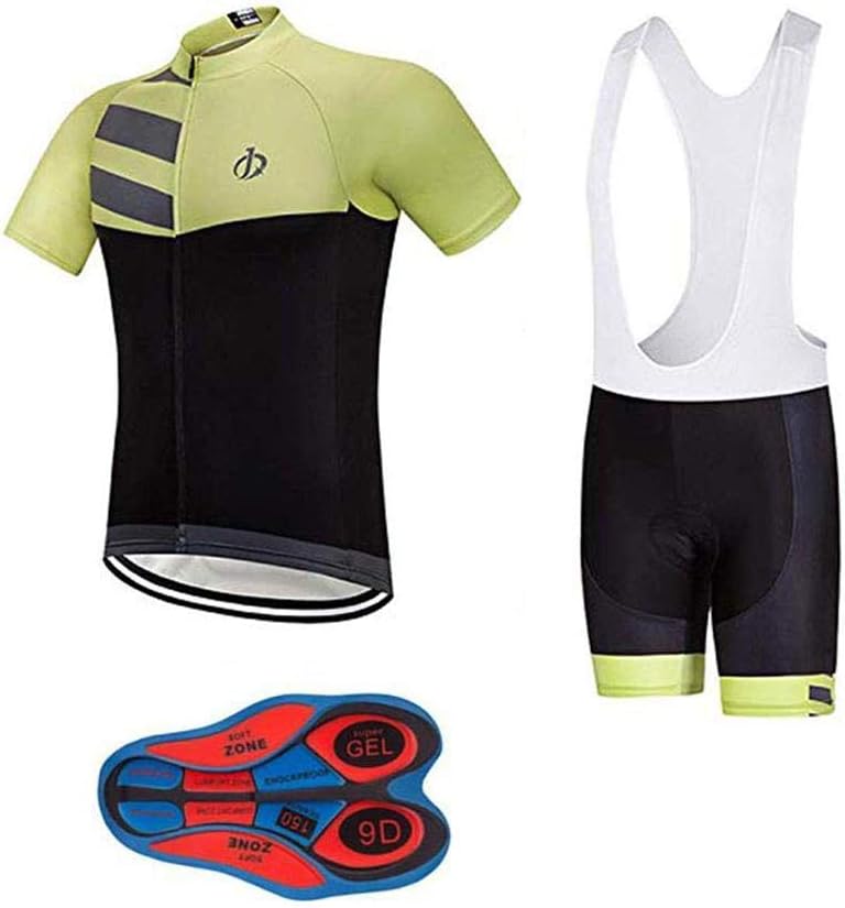 Men's Quick-Dry Cycling Jersey Set Road Bike Bicycle Shirt + Bib Shorts with 9D Gel Pad MTB Riding Clothing Kit