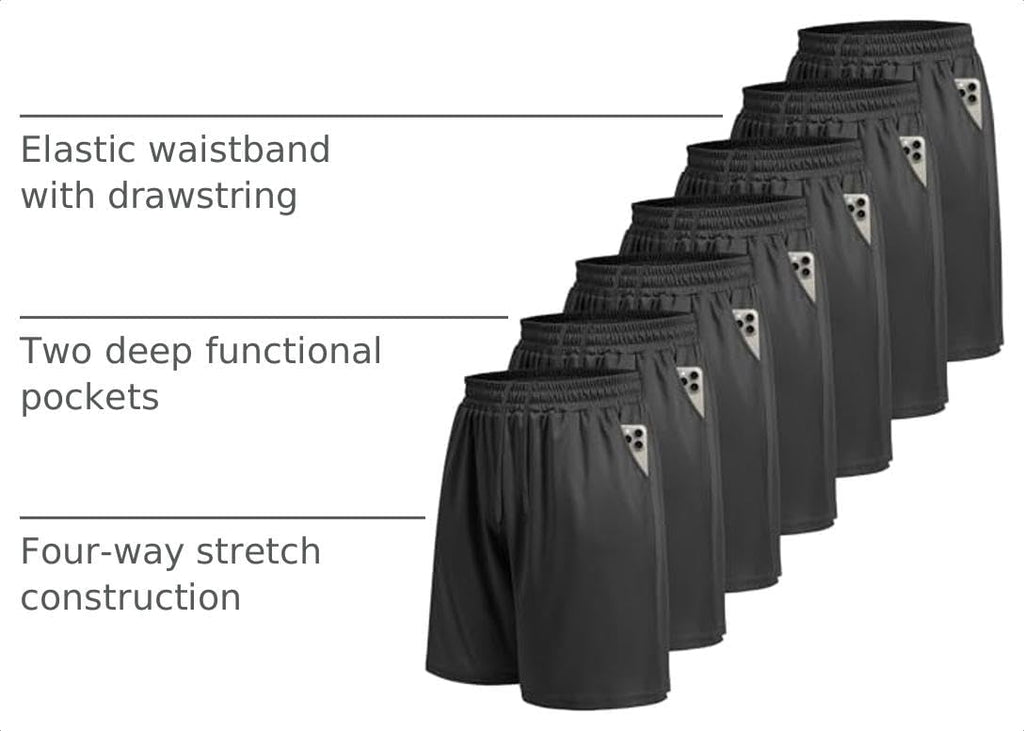 7 Pack Mens Athletic Shorts with Pockets - Gym Basketball Workout Quick Dry