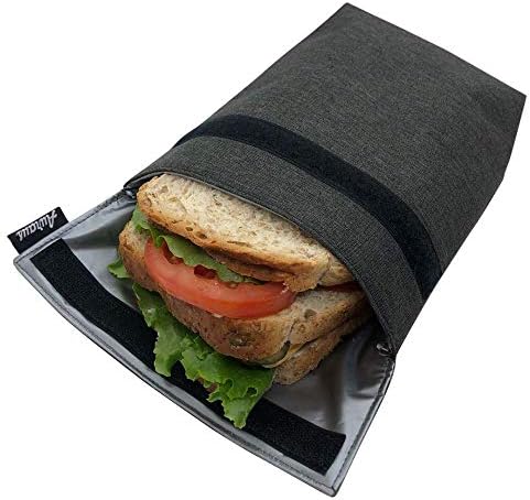 Insulated Reusable Eco Snack bag, Sandwich bag, Food Pouch, Insulated Lunch Bag, Insulin Cooling Case, golf pouch, Work, Picnics, Travel, Men, Woman (Dark Grey)