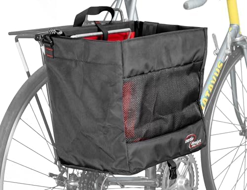 Metro Basket Pannier - Tear Resistant - Industrial Grade Ballistic Nylon - Pannier for Bicycle, Single Side with Shoulder Strap, Adjustable Top Hooks