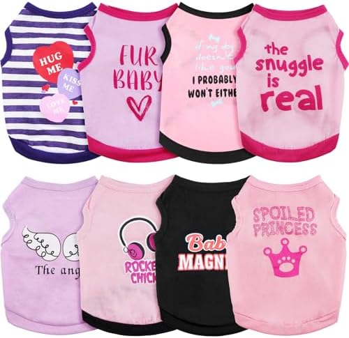 Reginary 8 Pcs Dog Shirts Girl Small Dog Clothes, Vivid Pattern, X-Small