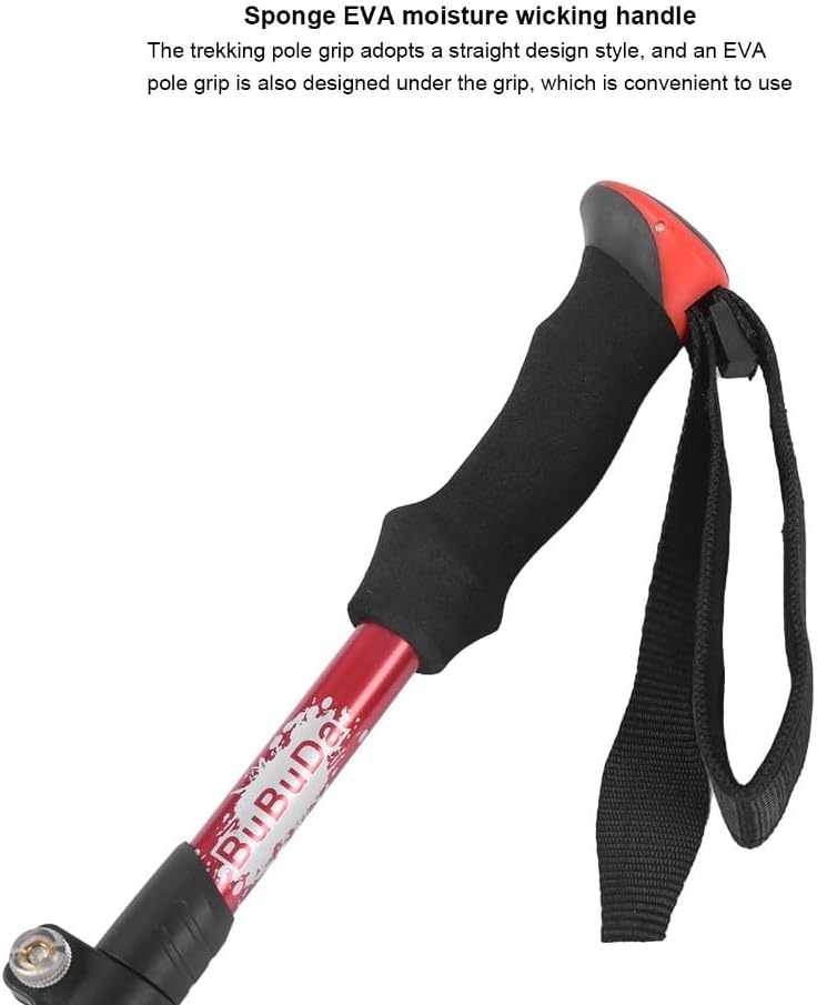 5-Section Collapsible Trekking Pole - Adjustable Aluminum Alloy Walking Stick for Climbing, Camping and Hiking, 110cm Folding Design with Anti-Shock and Non-Slip Grip