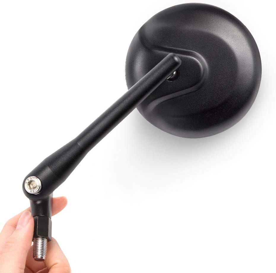 KiWAV Magazi Motorcycle Mirrors Aluminum Retro Black compatible for BMW M10 x 1.5 Adapters