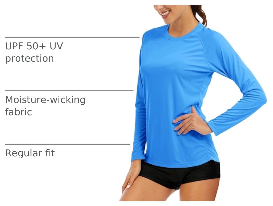 MAGCOMSEN Women's Long Sleeve Shirts UPF 50+ Sun Protection Shirts for Hiking Fishing Workout Rash Guard