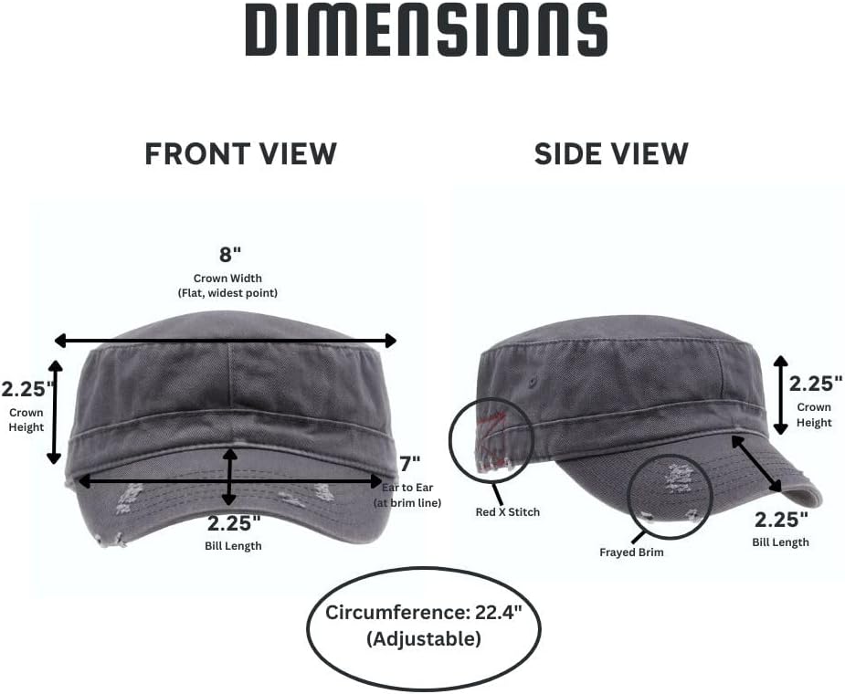 The Vintage Year Washed Cotton Distressed Cadet Hat - Tactical Military Baseball Cap for Men & Women, Outdoor Casual Wear