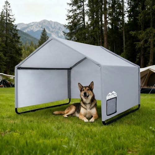 3 in 1 Extra Large Dog Canopy Outside,All-Season Outdoor Dog Shade XL with Roller Shutters and Removable Door,Pet Shelter Tent for Chicken Livestock 4'x 4'x 3.3' Winter & Summer and Rain