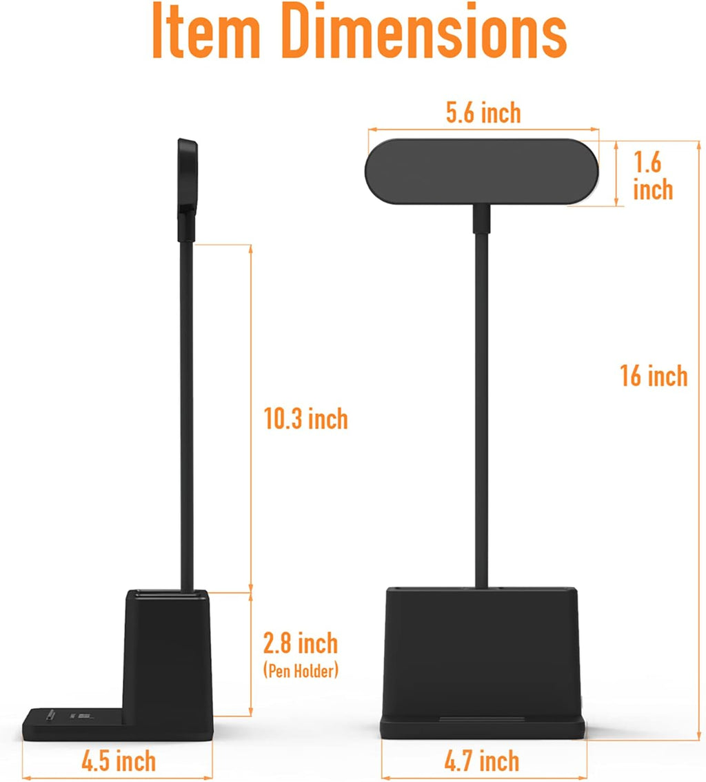 AXX Black LED Desk Lamp, Battery Operated Small Table Light for Dorm Room