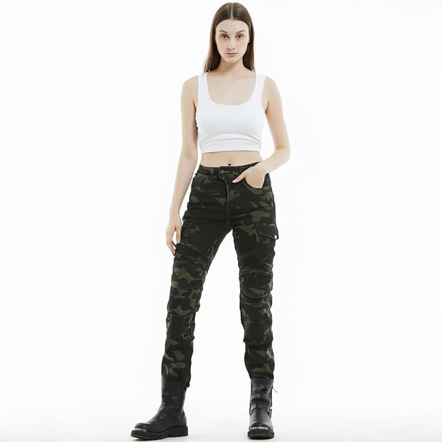 LOMENG Motorcycle Riding Pants Women with CE Level 2 Removable Armor