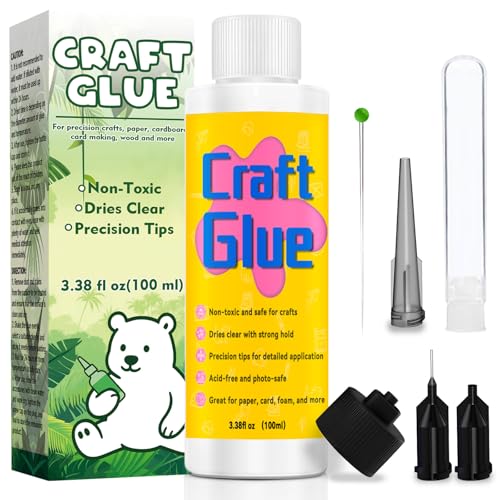 Craft Glue, 3.38 Fl Oz, Quick-Dry, Fine Tip, Dries Clear