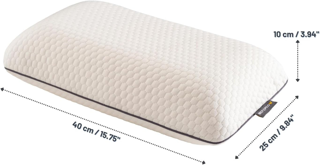Memory Foam Travel Pillow with Washable Cover & Carry Bag – Compact, Soft & Breathable Neck Pillow for Airplane, Camping & Car (White- with Extra Pink Cotton Cover, 15.7x9.8x3.9 inches)