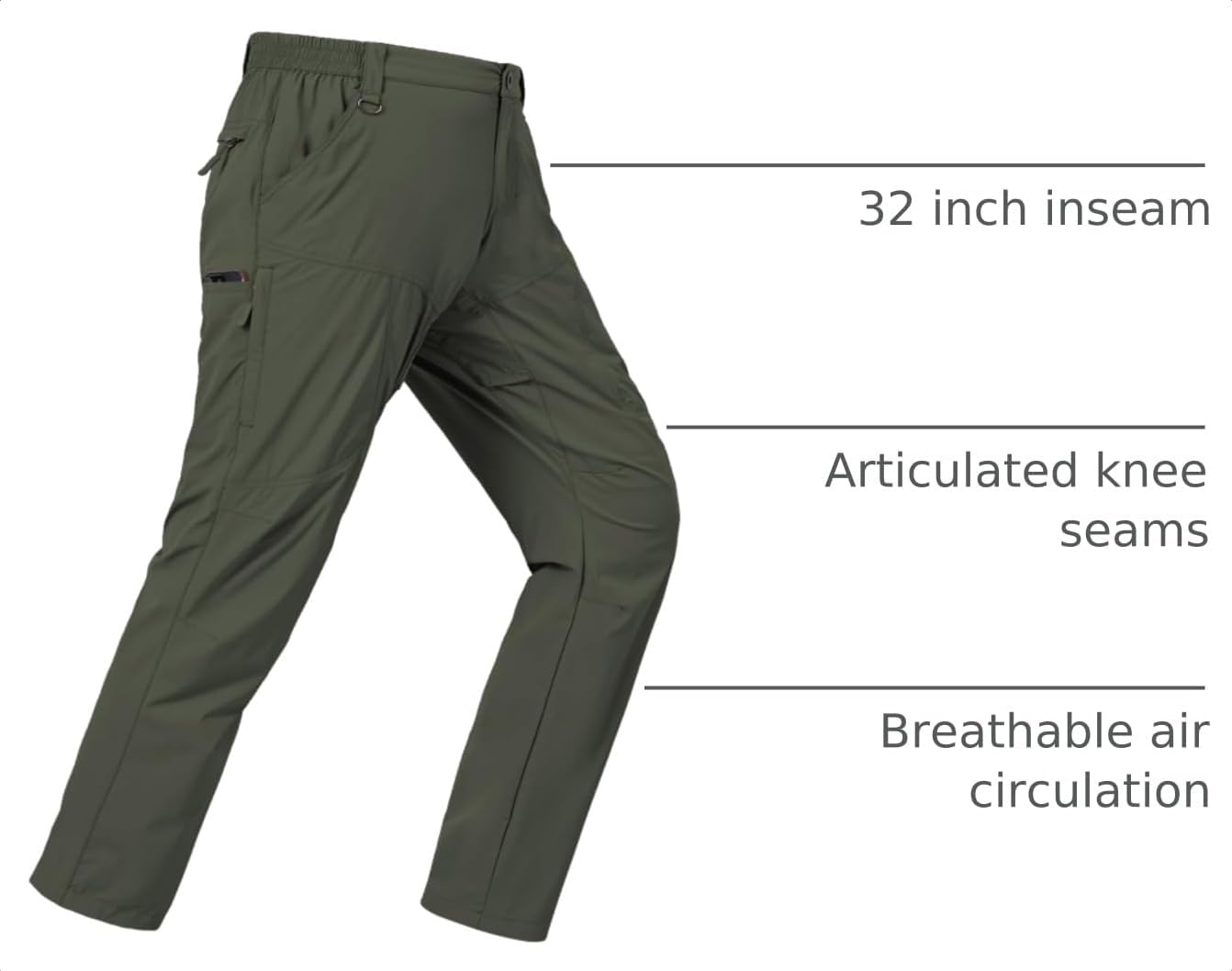 SPOSULEI Mens Lightweight Cargo Hiking Outdoor Quick Dry Work Tactical Pants 6 Pockets Water Resistant Fishing Travel Pants