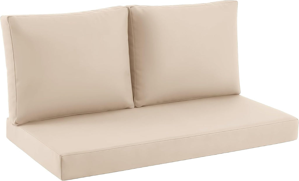 Outdoor Loveseat Cushion Set, 46" x 26" Loveseat Cushions for Outdoor Furniture, Waterproof & Fade-Resistant Patio Furniture Cushions, Deep Seat Cushion for Bench, Swing and Couch, Beige