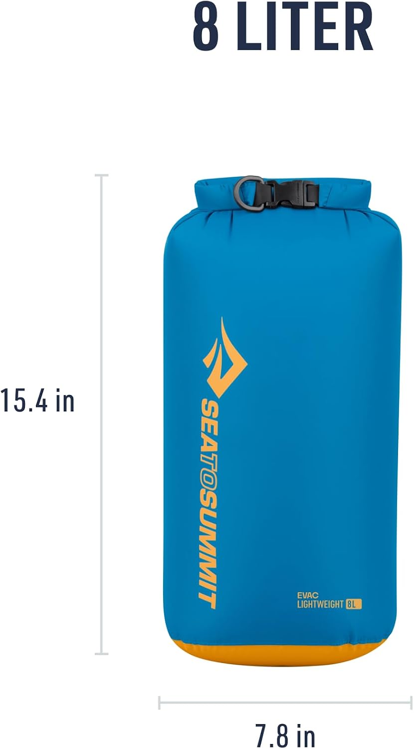 Sea to Summit eVac Compression Dry Bag, Roll-Top, 8 Liter, Turkish Tile Blue