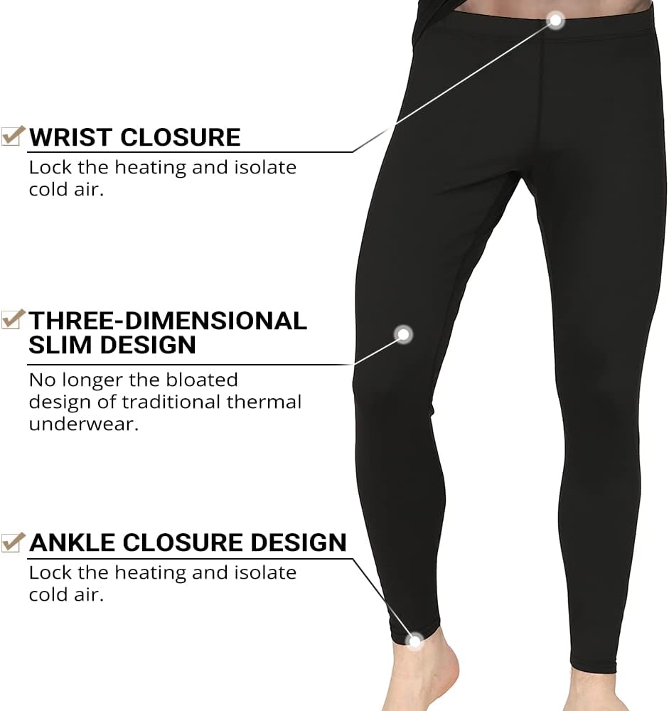 Thermal Underwear for Men Long Johns Base Layer Fleece Lined Winter Warm