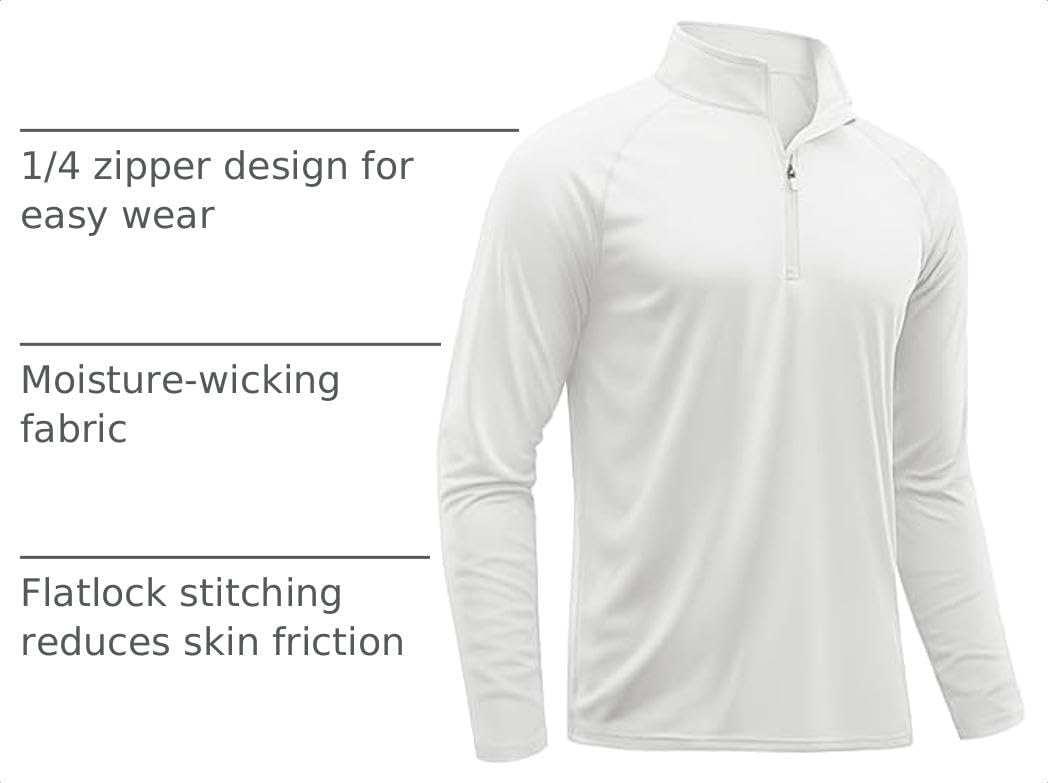 TACVASEN Men's Long Sleeve Athletic Shirts 1/4 Pullover Zip Sun Protection Rash Guard UPF 50+ Outdoor Running T-Shirts