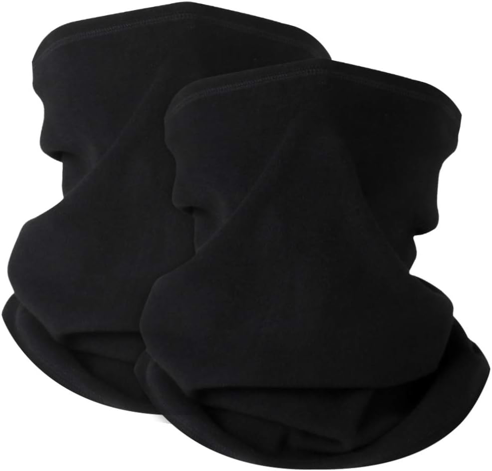 KGC 2 Pack Winter Neck Warmer Gaiter Fleece Windproof Face Mask Cover Cold Weather Scarf for Men & Women
