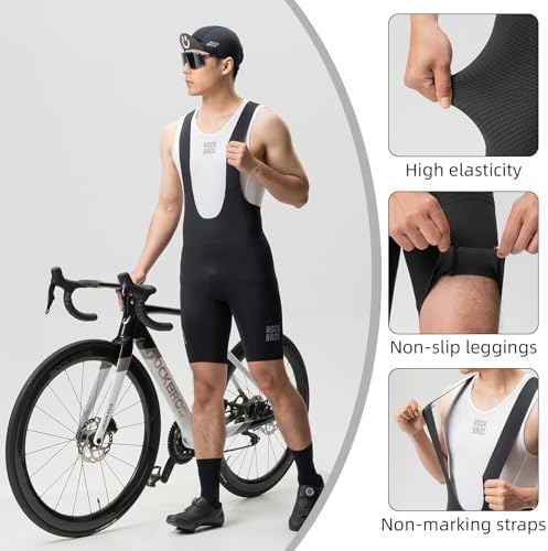 ROCKBROS Cycling Bib Shorts Men Padded Road Bike Shorts Breathable