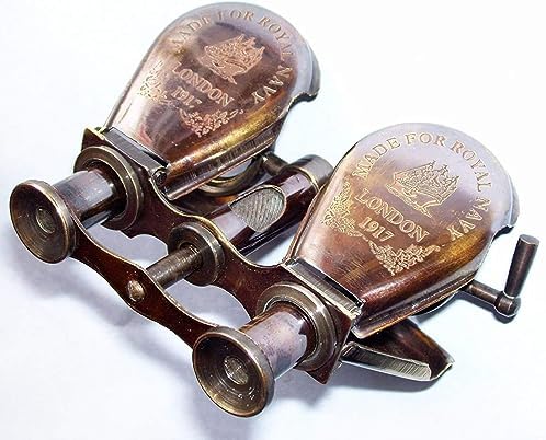 Vintage Antique Brass Binocular Telescope 3" Zoomable Pocket Spyglass – Portable Pirate Style Nautical Scope for Travel, Hiking, Outdoor Adventures, Birdwatching & Home Decor (Brass, with Box)