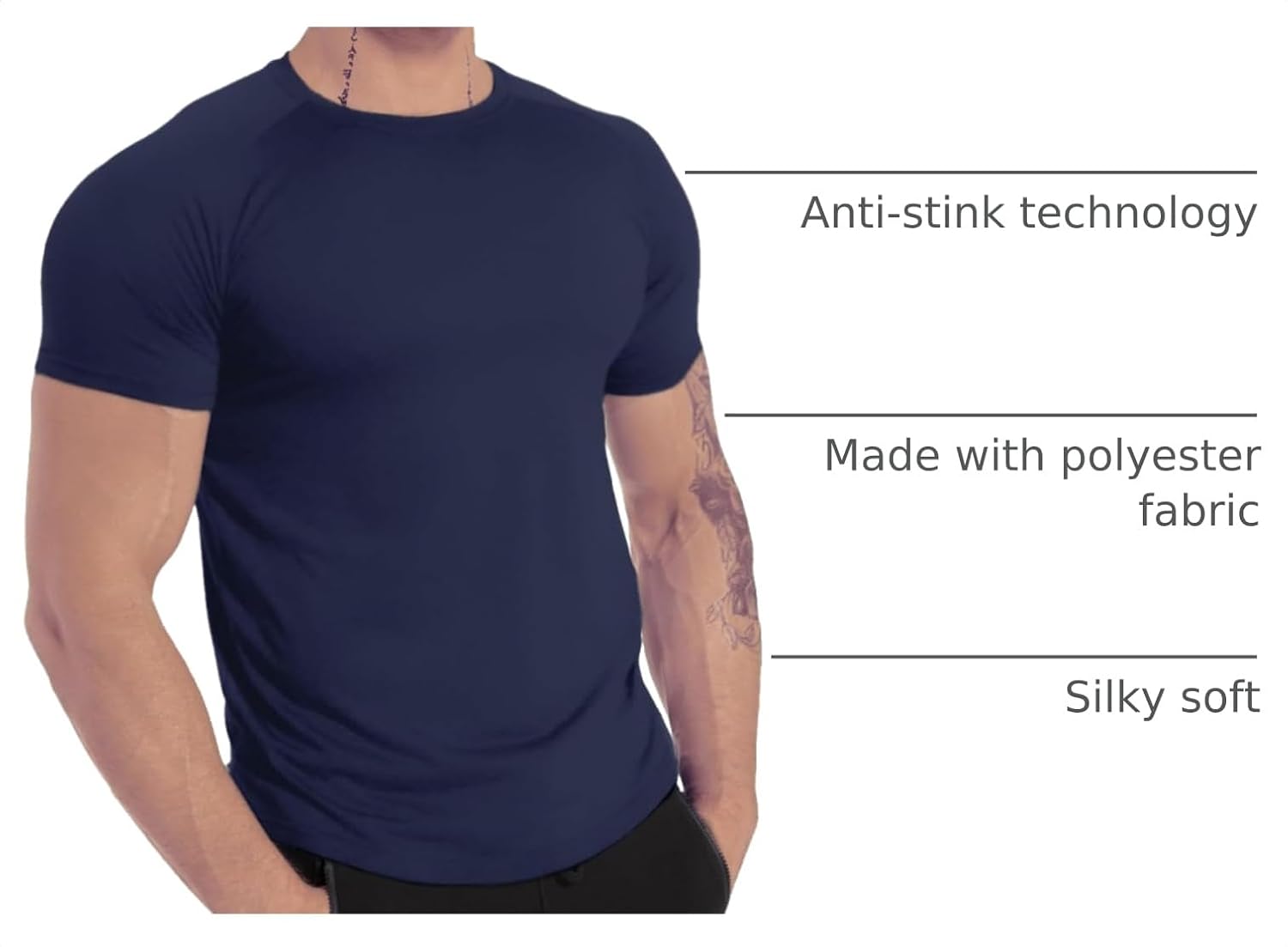 Men's 3pack Dry Fit Workout Gym T Shirts Short Sleeve Moisture Wicking Tops