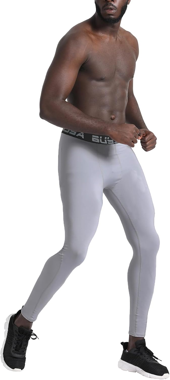 BUYJYA 3 or 5 Pack Men's Compression Pants Base Layer Tights Leggings