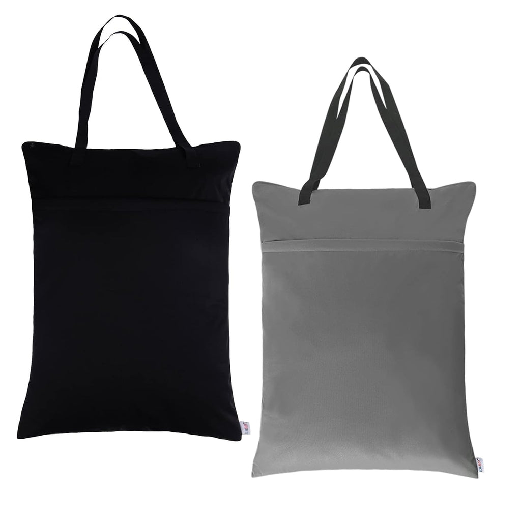 ALVA ALVABABY 2 Pack Large Wet Dry Bag Waterproof Hanging Cloth Diaper with Double Zippered Pockets 25x18 inches 2HL02