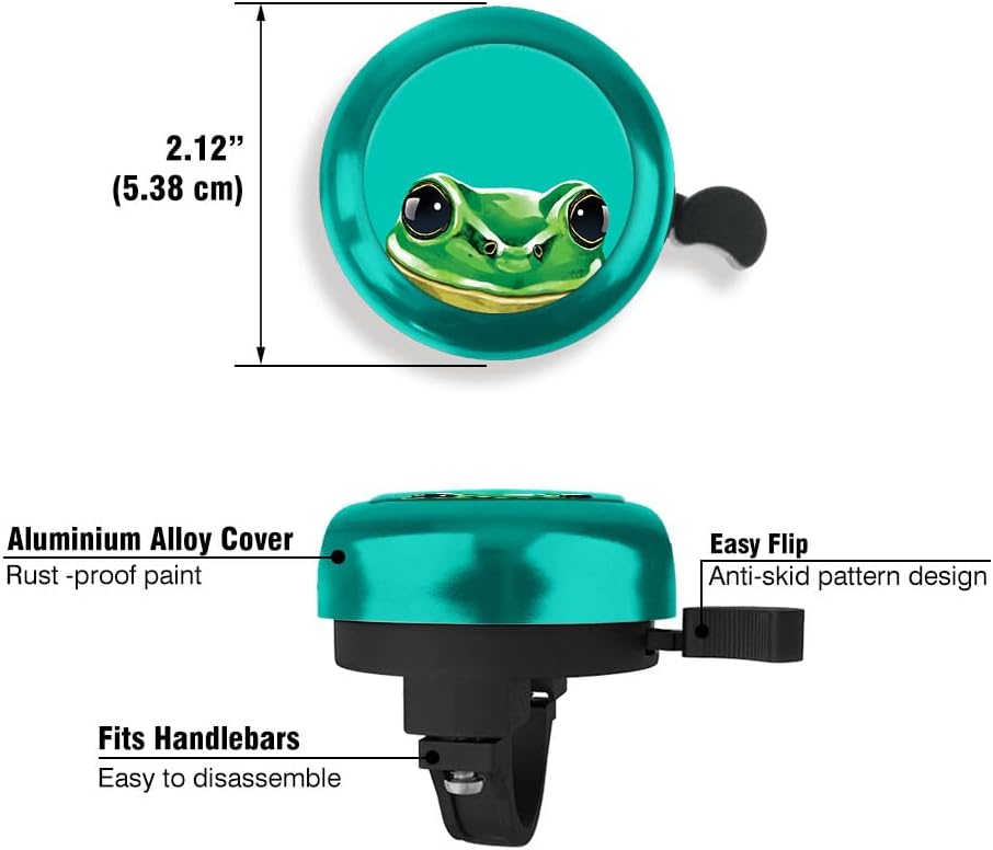 WIRESTER Green Aluminum Round Bike Bell, Classic Ring Bicycle Bell, Bike Accessories Bell Ring for Adults Kids Girls Boys