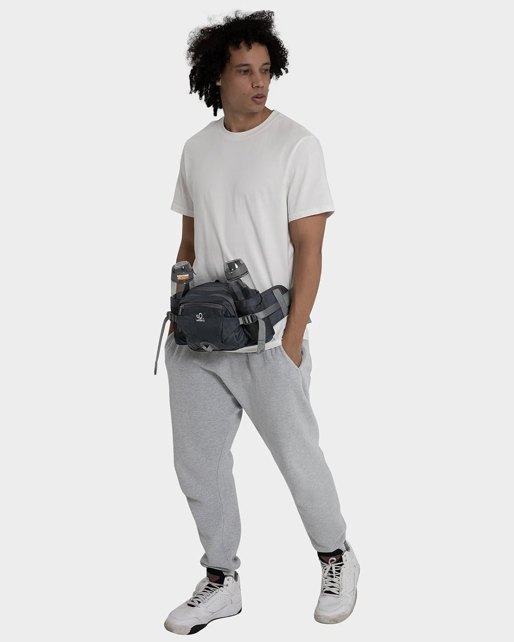 WATERFLY Fanny Pack Waist Bag: Fannie Pack 2 Water Bottle Holders Lumbar Belt Hiking Walking Running Jogging Camping Large Woman Man (Bottle Not Included)