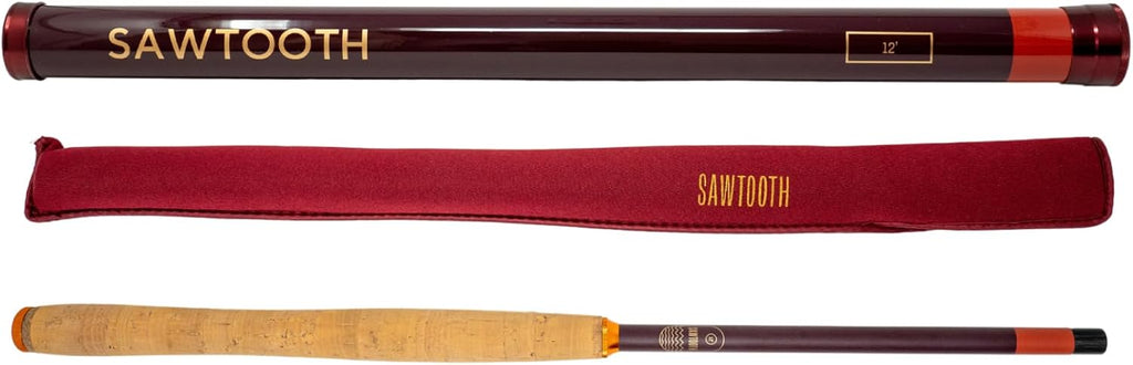 Sawtooth Tenkara Fly Fishing Rod – 12ft Ultralight Telescopic Rod Carbon Fiber (3.2oz) – Large Size for Trout, Bass, and Panfish – 4/5 Weight Equivalent – Compact & Packable for Backpacking