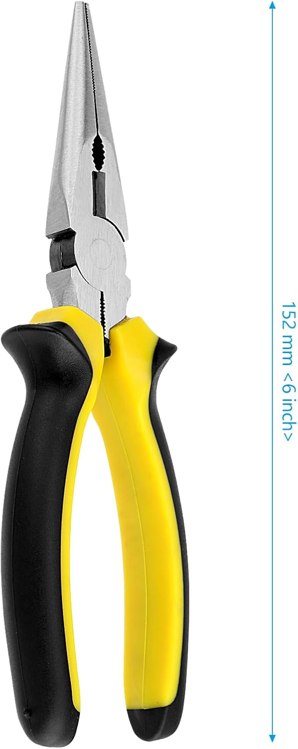 12 PCS 6 Inch Needle Nose Pliers Set, Long Nose Pliers with Wire Cutter, Mini Jewelry Needle Nose Pliers for Cutting Bending Wire Handmade Craft