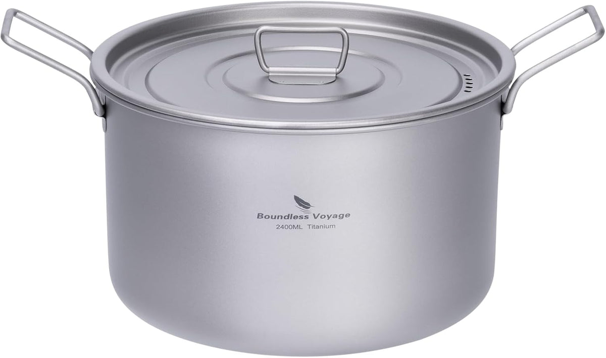 iBasingo 2.4L Titanium Pot with Lid Camping Cookware Ti2108C