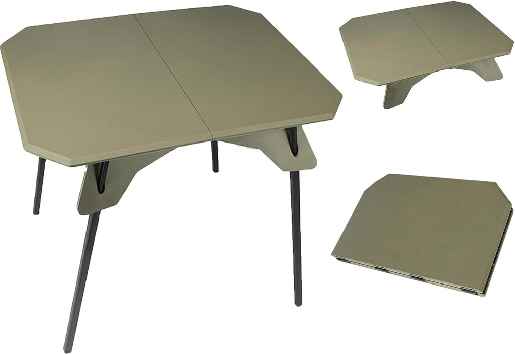 ele ELEOPTION Portable Small Folding Camping Table Aluminum Legs Green