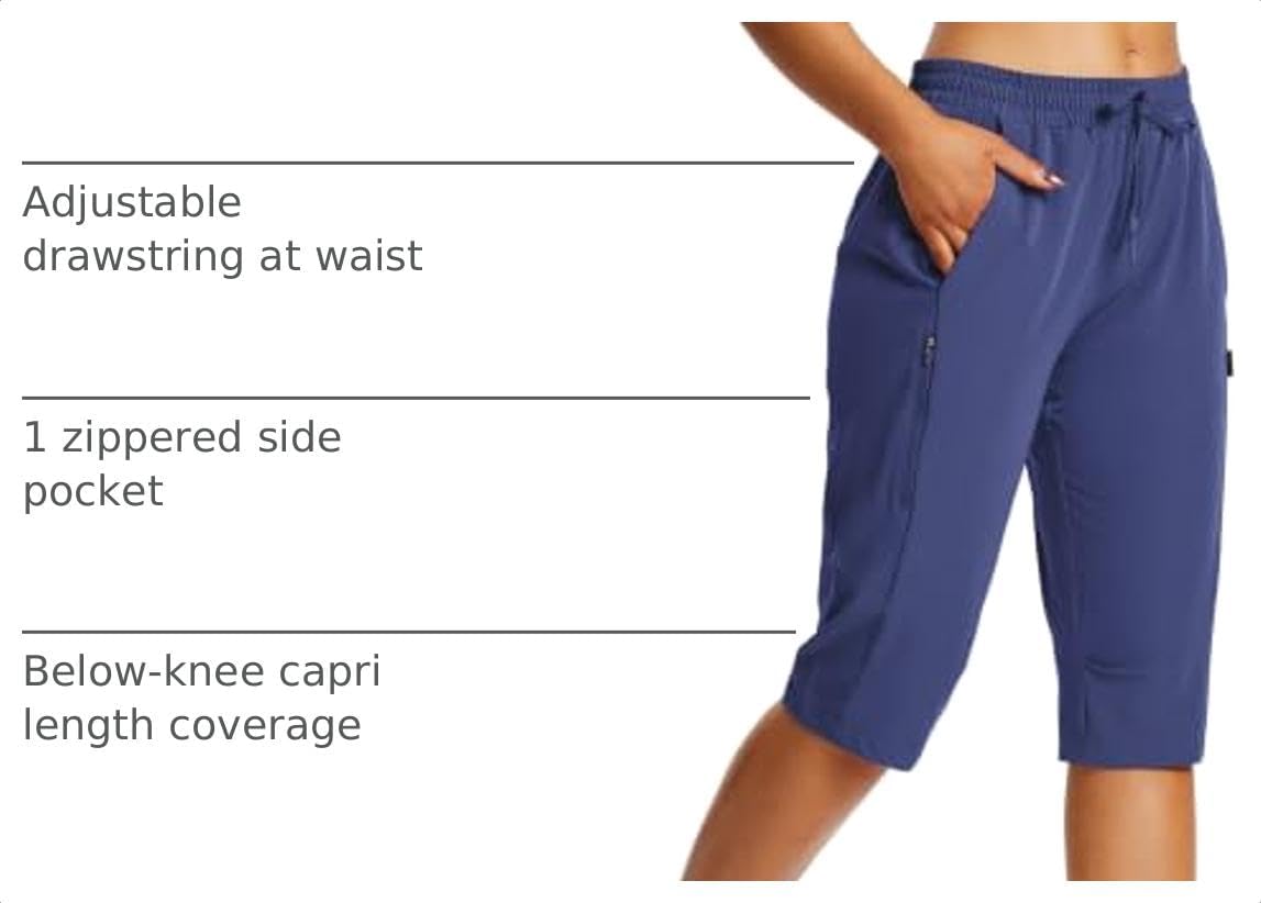 baleaf Womens's Hiking Shorts Below Knee Quick Dry Capris