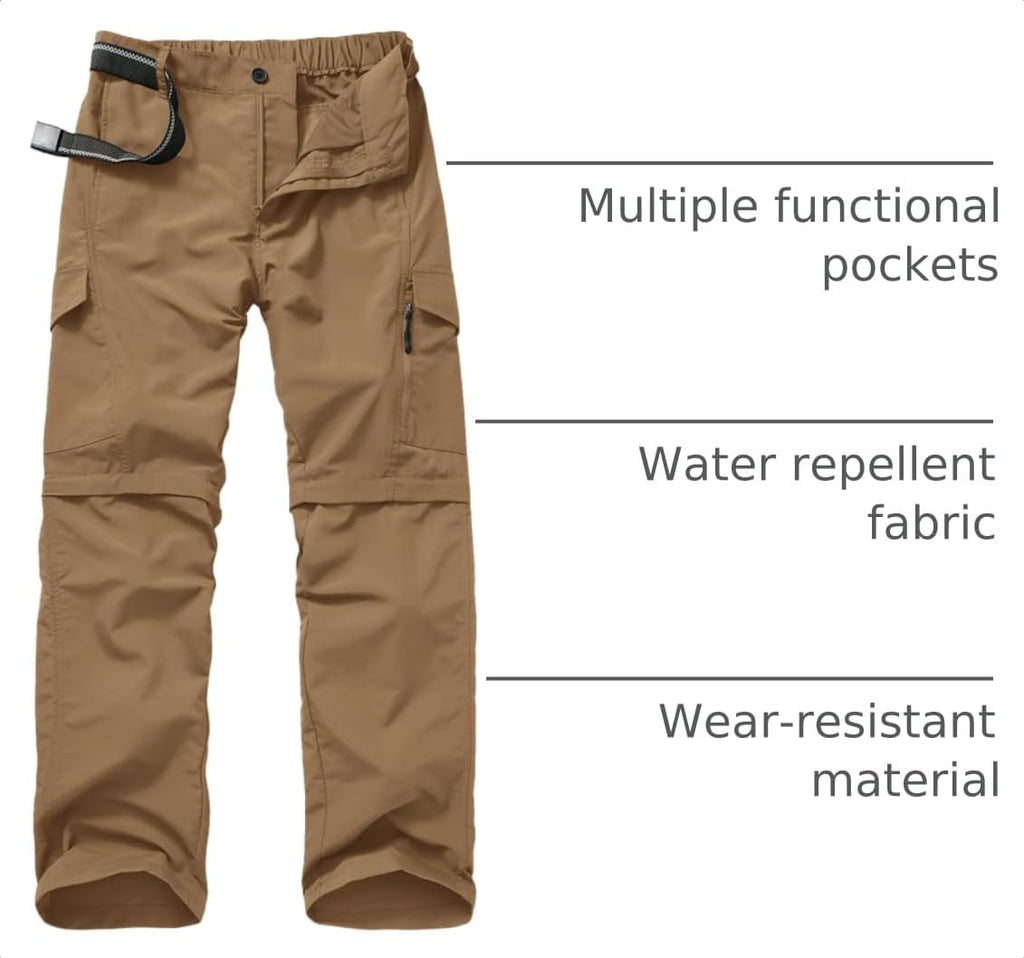 linlon Boy Scout Pants Hiking Mens Convertible Zip Off Safari Fishing