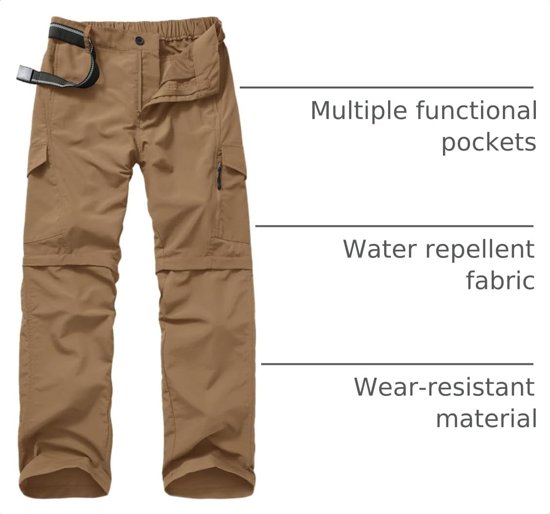 linlon Boy Scout Pants Hiking Mens Convertible Zip Off Safari Fishing